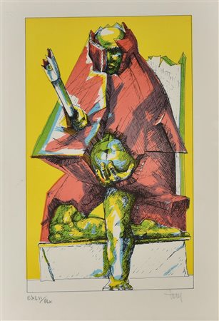 Luigi Taras L'IMPERATORE litografia su carta, cm 50x35; es. CXLII/CLX firma e...