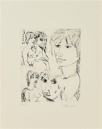 Tono Zancanaro MALUISEA acquaforte, cm 24,5x19,5, su foglio cm 49,5x34,5; es....