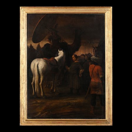 Pittore europeo dell'inizio del XVIII secolo, Scena con soldati e cavalli