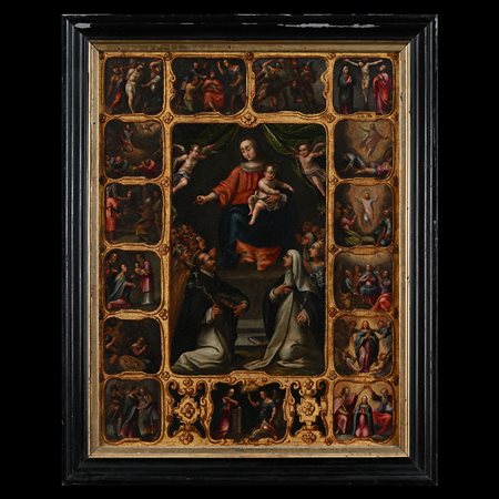 Pittore tedesco della fine del XVIII secolo, Maestà con angeli e santi, San Domenico e Santa Caterina