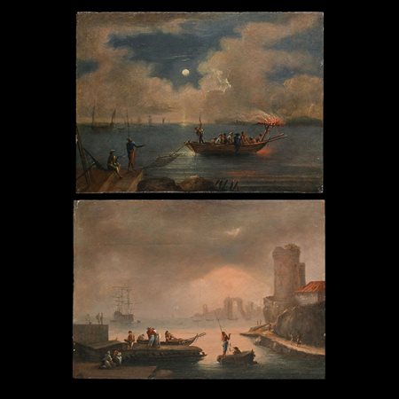 Pittore francese del XVIII secolo, Coppia di scene di pesca 