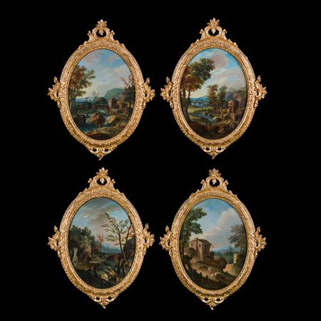 Vittorio Amedeo Cignaroli (Torino 1730 – 1800), Quattro paesaggi con figure
