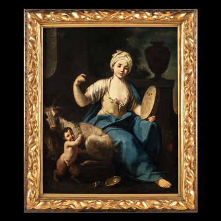 Giuseppe Gambarini (Bologna 1680 - Casalecchio di Reno 1725), Allegoria della Musica con capra e satiretto