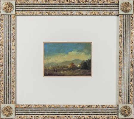 RENATO ZINI (1890-1969) Paesaggio campestre con personaggi olio su...