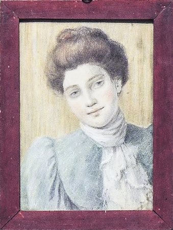 RITRATTO FEMMINILE pastello su carta, in cornice cm 30x20