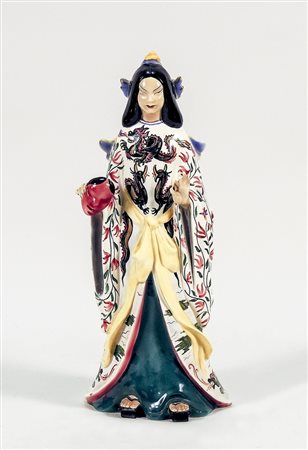 GRANDE FIGURA FEMMINILE IN CERAMICA POLICROMA Le Bertetti, Anni Cinquanta...