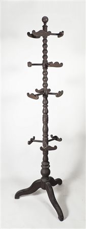 GRANDE ATTACCAPANNI IN LEGNO TINTO MARRONE XIX secolo sostegno tornito su...