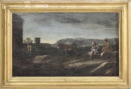 SCUOLA TOSCANA DEL XVII SECOLO Il riposo durante la fuga in Egitto olio su...