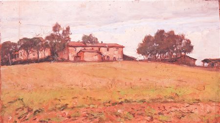 GIORGIO LUXARDO Campagna di Sant'Ermo olio su tavoletta, firmato, al verso...