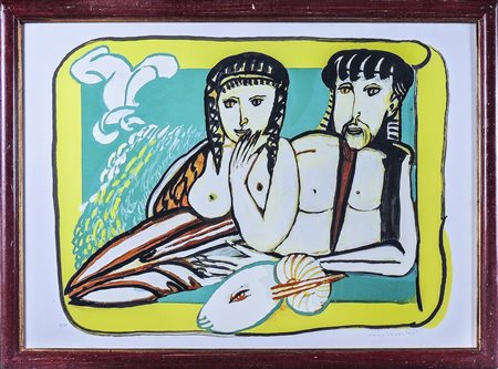 REMO BRINDISI (1918-1996) Composizione con figure litografia, es 73/150,...