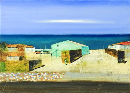 SALVATORE MAGAZZINI Versilia olio su tavoletta, firmato cm 50x70