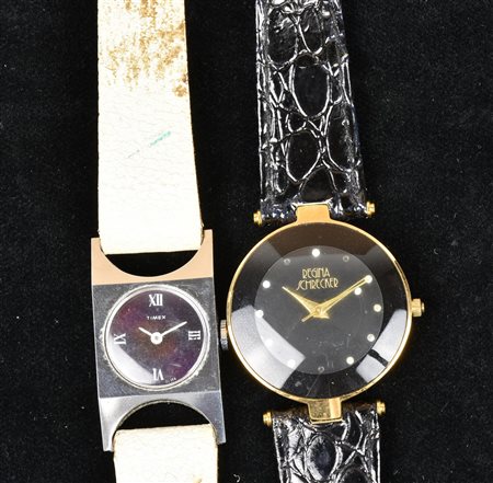 LOTTO DI DUE OROLOGI Regina Schrecker e Timex, acciaio e cinturini in pelle...