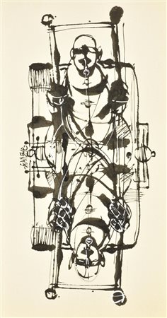 GIANBAR (Gianni Baretta) SDOPPIAMENTO tecnica mista su carta, cm 36x19,5...