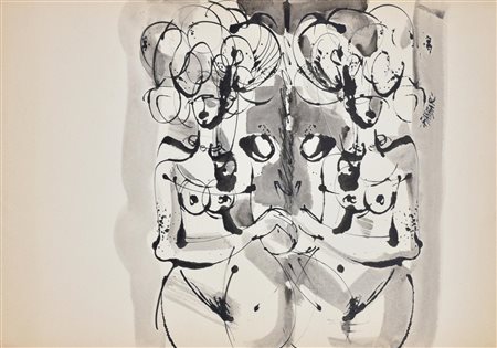 GIANBAR (Gianni Baretta) IMMAGINI china acquerellata su carta, cm 35x50 firma...