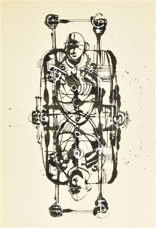 GIANBAR (Gianni Baretta) SUBCOSCIENTE tecnica mista su carta, cm 41x28,5...