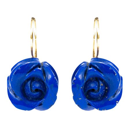 ORECCHINI in oro giallo 18 KT e rose in lapis