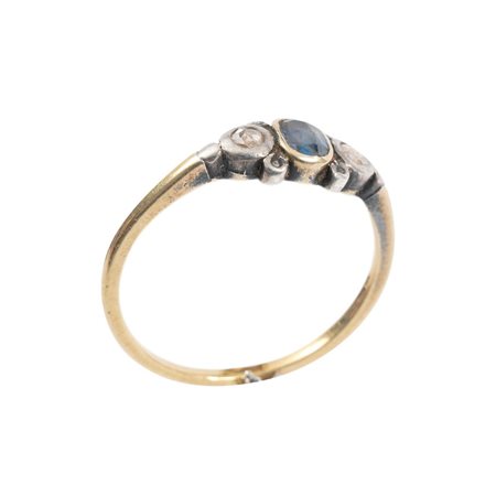 ANELLO in oro in 12 KT con zaffiro e diamanti