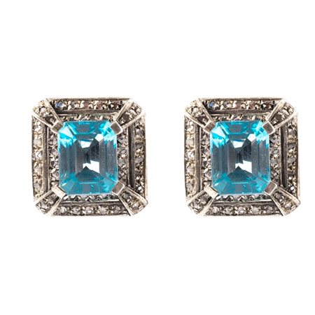 ORECCHINI in oro giallo 9 KT e argento con diamanti e pietre