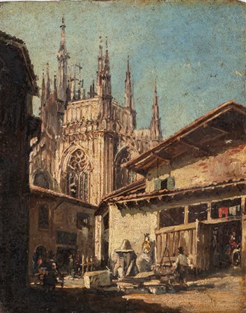 Ambito di Giovanni Migliara, secolo XIX - Milano, vicolo degli scalpellini