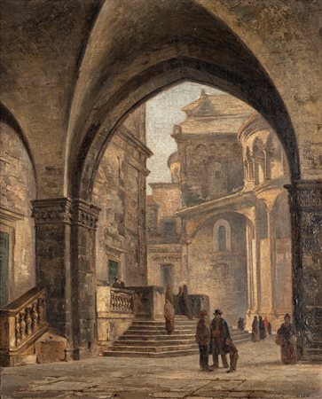 Stefano Donadoni (Somasca 1844-Roma 1911)  - Bergamo, piazza del Duomo, 1878
