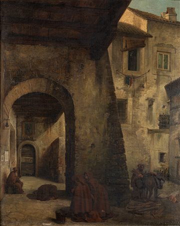 Cesare Coghetti (Bergamo, attivo tra 1859-1881)  - Nel convento, 1870