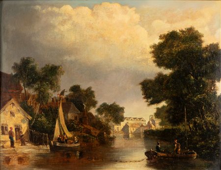 John Berney Crome (Norwich 1794-1842)  - Paesaggio fluviale