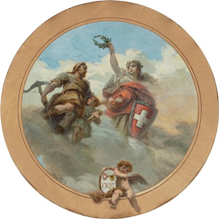 Pietro Verzetti (Vercelli 1876-Como 1955)  - Allegoria della Svizzera, 1914