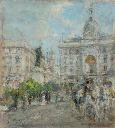 Luigi Mantovani (Milano 1880-1957)  - Milano, Piazza Cordusio, 1942
