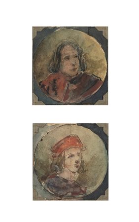 Attribuito a Ermenegildo Agazzi (Mapello 1866-Bergamo 1945) - Lorenzo il Magnifico e Raffaello