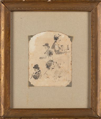 Ermenegildo Agazzi (Mapello 1866-Bergamo 1945)  - Studio di figure