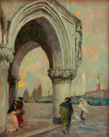 Rodolfo Paoletti Venezia 1866 - 1930 Vicino al palazzo dei Dogi a Venezia