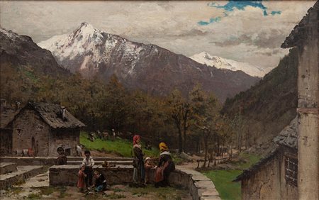 Lodovico Raymond Torino 1825 - 1898 Piazza di paese