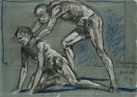 Alberto Sughi (Cesena 1928 ‑ Bologna 2012) “L’agressione” 1974,tecnica mista...