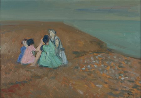 Aldo Carpi (Milano 1886 ‑ 1973) “Gruppo famigliare” 1965, olio su tavola, cm...