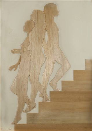 Mario Ceroli (Castel Frentano 1938) “Daria” multiplo in legno e carta, cm...