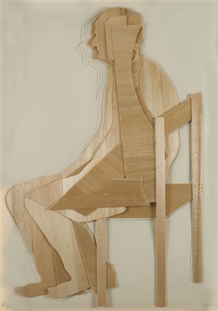 Mario Ceroli (Castel Frentano 1938) “Omaggio a Burri” multiplo in legno e...