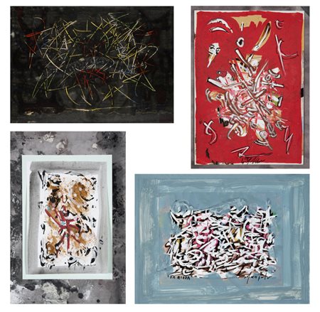 Sergio Dangelo (Milano 1932) Lotto di 4 opere: “In Salisburgo” 1957 tecnica...