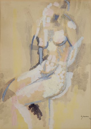 Giuseppe Ajmone (Carpignano Sesia 1923 ‑ Romagnano Sesia 2005) “Nudo seduto”...
