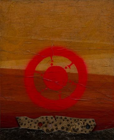 Roberto Crippa (Monza 1921 ‑ Bresso 1972) “Landscape” 1968 olio e sughero su...