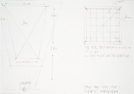 Jan Dibbets (Weert 1941) “Study” 1968 inchiostro su carta, cm 21,6x30,6...