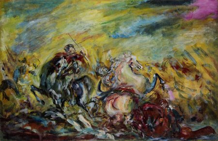 Aligi Sassu (Milano 1912 ‑ Palma De Mallorca 2000) “Battaglia” (1952) olio su...