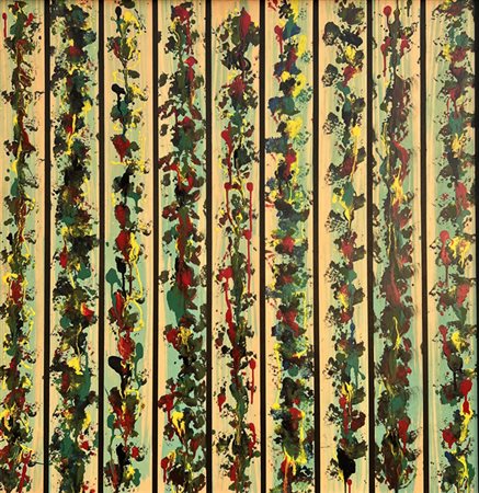 STEFANN JOHNNY New York (Stati Uniti) 1955 Listelli colorati 5 Olio su legno...