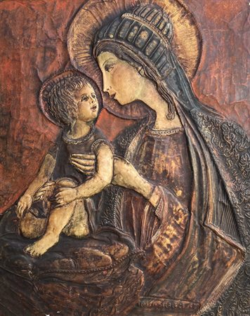 ALOISI ATTILIO PALERMO (PALERMO) 1916 Madonna con bambino 1968 Tavola legno...
