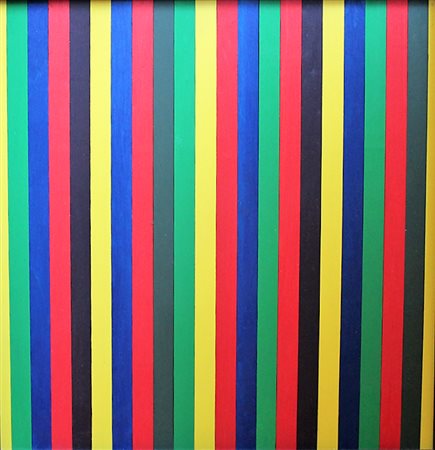 STEFANN JOHNNY New York (Stati Uniti) 1955 Listelli colorati 9 Olio su legno...