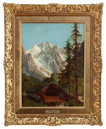 Bartolomeo Giuliano Susa (TO) 1825 - Milano 1909 Il monte Bianco con il dente del Gigante 
