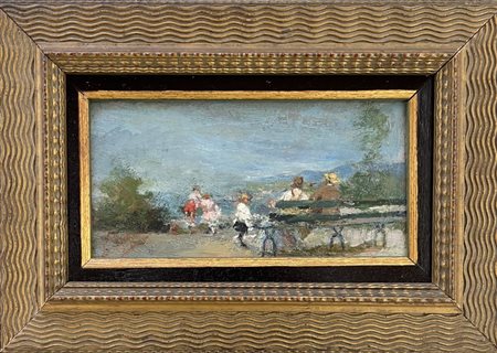 Luigi Brignoli Palosco (BG) 1881 - Bergamo 1952 Contemplando il paesaggio  