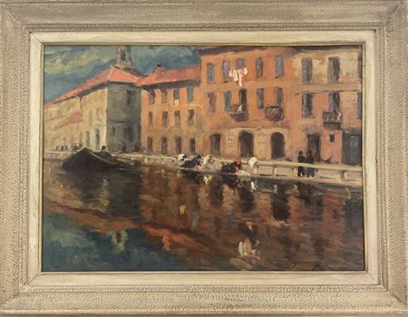 I. Salvi Lombardia xx secolo Lavandaie lungo il Naviglio