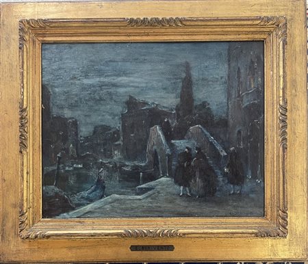 Eugenio Bonivento Chioggia 1880 - Milano 1956 Notturno a Venezia 