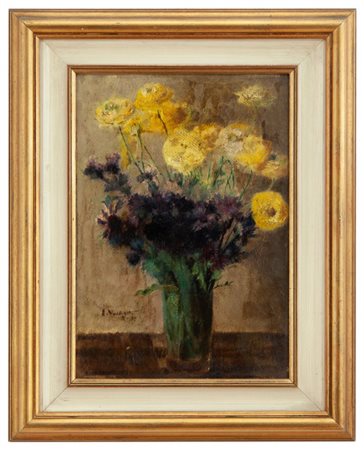 Emilio Vacchetti Carrù (CN) 1880-1964 Vaso di rose gialle