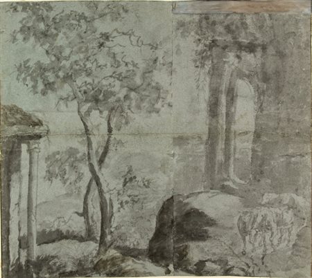 Anonimo veneziano della seconda metà del XVIII secolo. Schizzo di paesaggio...